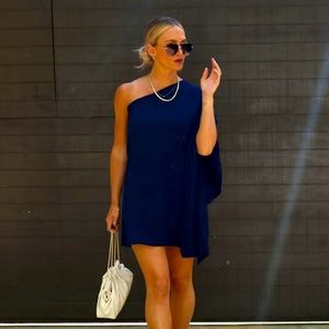 NWT. Vici. One shoulder dress. Dark Blue. NWT